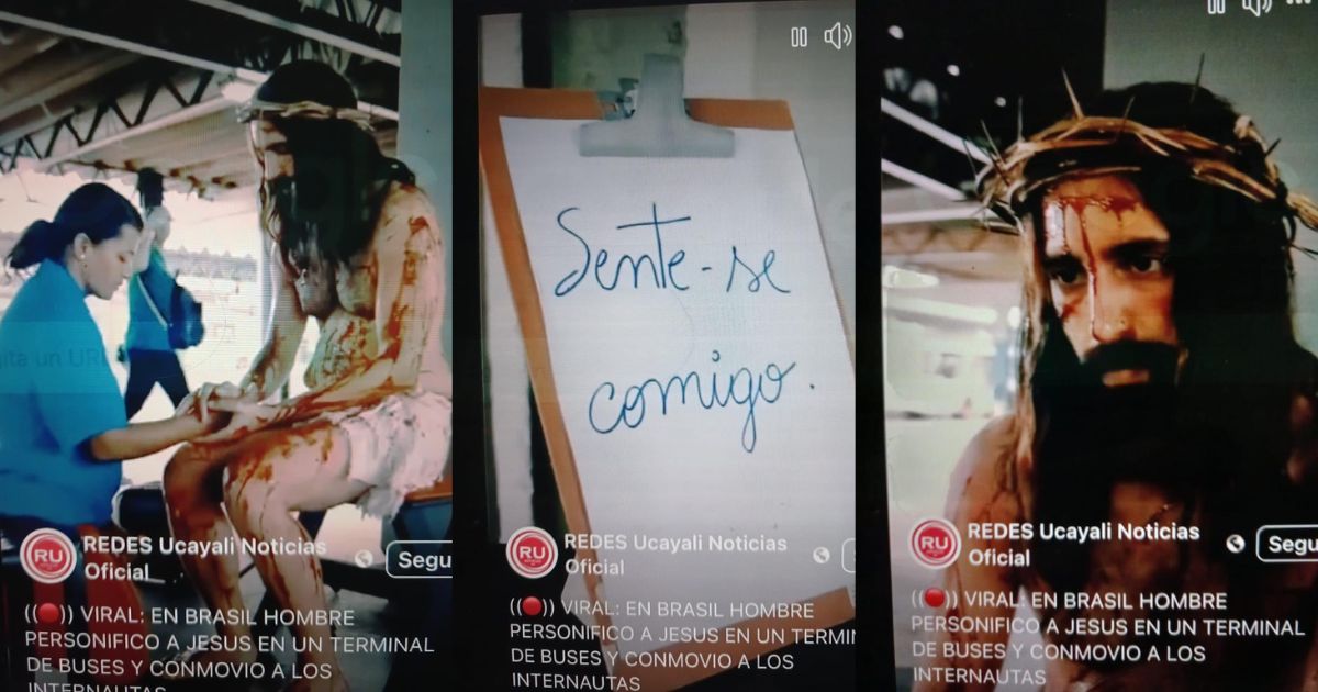 Hombre desnudo en el terminal