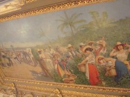 "Alegoría al café y banano" 1897Óleo sobre lienzo de Aleardo Villa