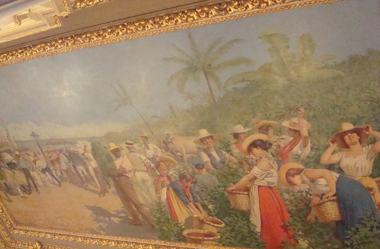 "Alegoría al café y banano" 1897Óleo sobre lienzo de Aleardo Villa